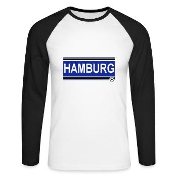 Hamburg , Tradition , Hamburg Fussball Fan (25) - Unisex Baseballshirt langarm - Weiß/Schwarz - Vorne - Nik (191cm)