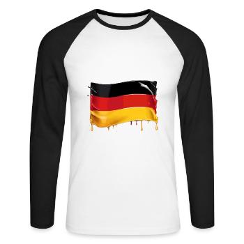 DRAPEAU ALLEMAND DRAPEAU ALLEMAGNE - T-shirt baseball manches longues Homme - blanc/noir - Devant - Nik (191cm)