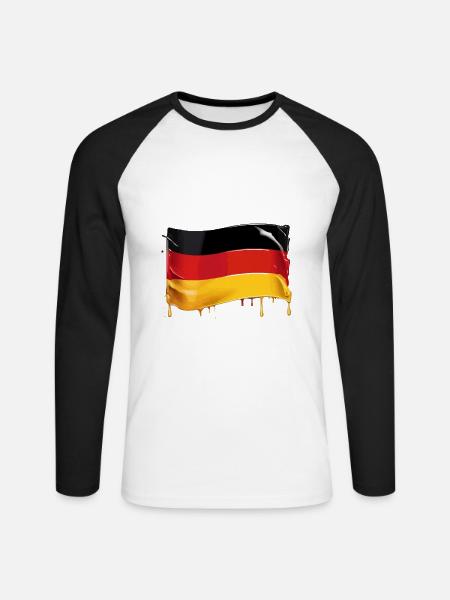 GERMAN FLAG FLAG GERMANY - Unisex Long Sleeve Baseball T-Shirt - white/black