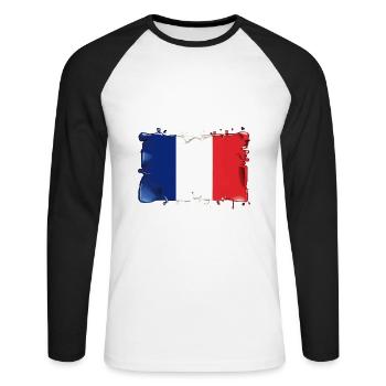 DRAPEAU DRAPEAU DE LA FRANCE - T-shirt baseball manches longues Homme - blanc/noir - Devant - Nik (191cm)