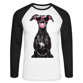 Italienisches Windspiel - Unisex Baseballshirt langarm - Weiß/Schwarz - Vorne - Nik (191cm)