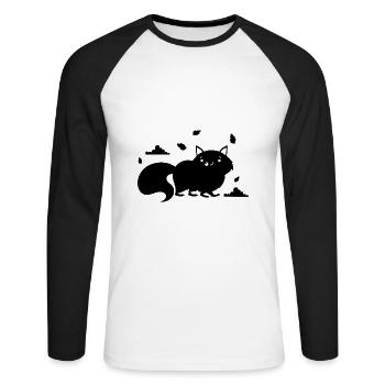 Fox Animal Zoo Animal Lovers Nature Conservation - T-shirt baseball manches longues Homme - blanc/noir - Devant - Nik (191cm)