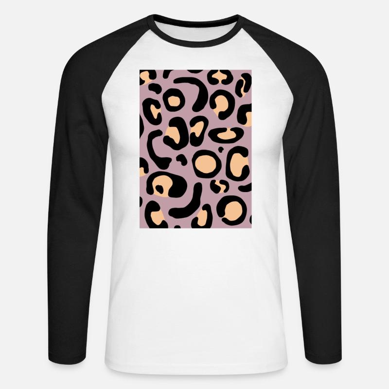 Leopard I - Unisex Baseballshirt langarm - Weiß/Schwarz