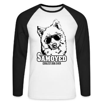 SAMOYED coolest dog ever Hundespruch Hunde Hund - Unisex Baseballshirt langarm - Weiß/Schwarz - Vorne - Nik (191cm)