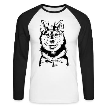 POMSKY Crown Dog Wilsigns - T-shirt baseball manches longues Homme - blanc/noir - Devant - Nik (191cm)