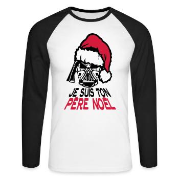 je suis ton pere noel citation tete mort - T-shirt baseball manches longues Homme - blanc/noir - Devant - Nik (191cm)