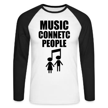 Music Connetc People - Unisex Baseballshirt langarm - Weiß/Schwarz - Vorne - Nik (191cm)