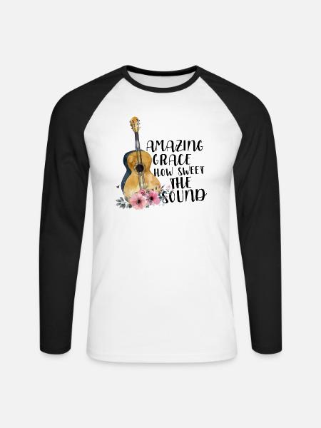Amazing Grace How Sweet The Sound - Unisex Long Sleeve Baseball T-Shirt - white/black