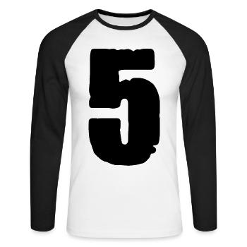 Maillot numéro 5 - T-shirt baseball manches longues Homme - blanc/noir - Devant - Nik (191cm)