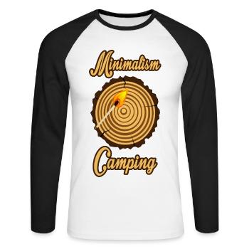 Camping Minimal - Unisex Baseballshirt langarm - Weiß/Schwarz - Vorne - Nik (191cm)