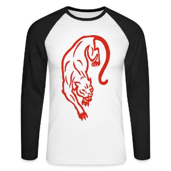 Red Panther Silhouette - Unisex Baseballshirt langarm - Weiß/Schwarz - Vorne - Nik (191cm)