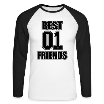 Meilleurs amis Meilleurs amis Vous êtes mon numéro 1 - T-shirt baseball manches longues Homme - blanc/noir - Devant - Nik (191cm)