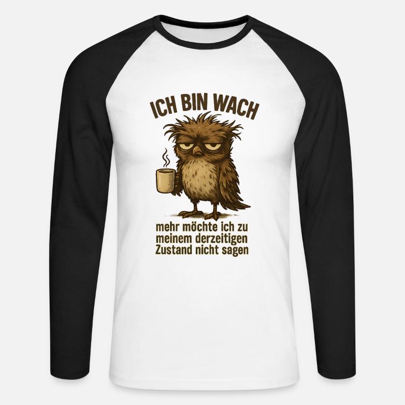 Ich bin wach Büro Kaffee - Unisex Baseballshirt langarm - Weiß/Schwarz