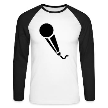 Mikrofon - Musik - Unisex Baseballshirt langarm - Weiß/Schwarz - Vorne - Nik (191cm)