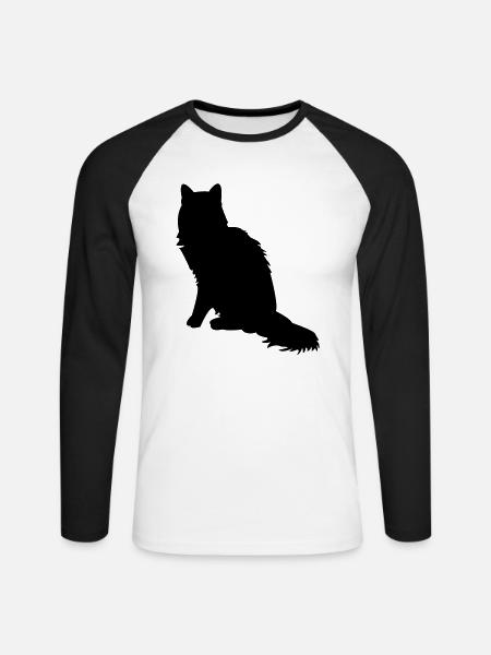 Maine Coon - Unisex Baseballshirt langarm - Weiß/Schwarz
