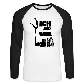 ICH KANN LACHE - Unisex Baseballshirt langarm - Weiß/Schwarz - Vorne - Nik (191cm)