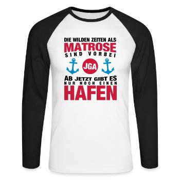 Matrose JGA - Unisex Baseballshirt langarm - Weiß/Schwarz - Vorne - Nik (191cm)
