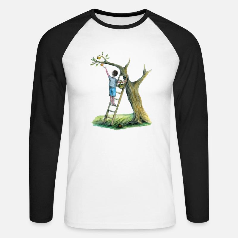 Apfelbaum - Unisex Baseballshirt langarm - Weiß/Schwarz