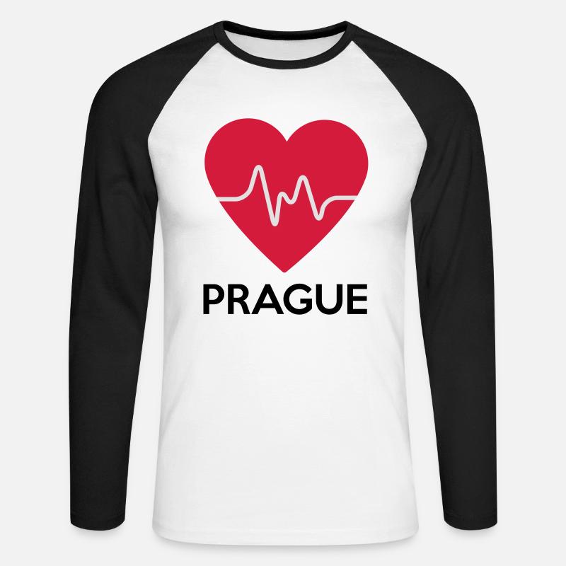 Herz Prague - Unisex Baseballshirt langarm - Weiß/Schwarz