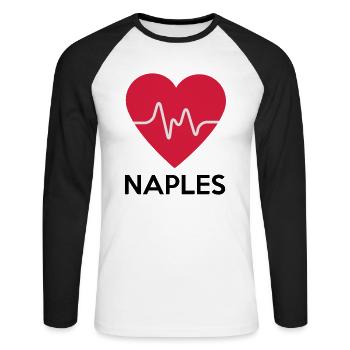Herz Naples - Unisex Baseballshirt langarm - Weiß/Schwarz - Vorne - Nik (191cm)