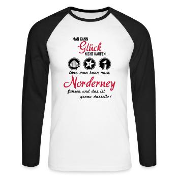 Glück Norderney - Unisex Baseballshirt langarm - Weiß/Schwarz - Vorne - Nik (191cm)