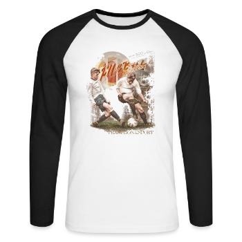 fußball sonne vintage jungs jungen boy must have - Unisex Baseballshirt langarm - Weiß/Schwarz - Vorne - Nik (191cm)
