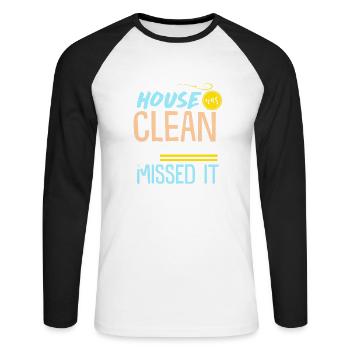 Clean House - Cadeau - Chemise - T-shirt baseball manches longues Homme - blanc/noir - Devant - Nik (191cm)
