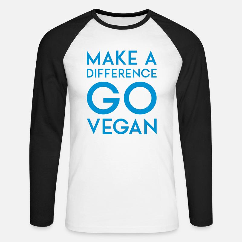 MAKE A DIFFERENCE GO VEGAN - Unisex Baseballshirt langarm - Weiß/Schwarz