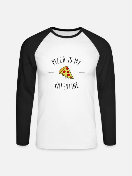 Pizza Is My Valentine - Unisex Baseballshirt langarm - Weiß/Schwarz