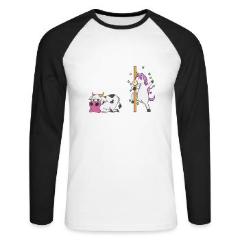 Vache de licorne Votre tante Mon cadeau de tante FR - T-shirt baseball manches longues Homme - blanc/noir - Devant - Nik (191cm)