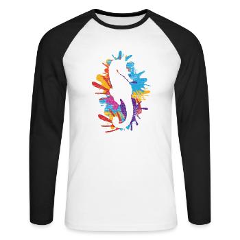 Seahorse Seahorse Fish Sea Ocean Gift - Unisex Long Sleeve Baseball T-Shirt - white/black - Front - Nik (191cm)