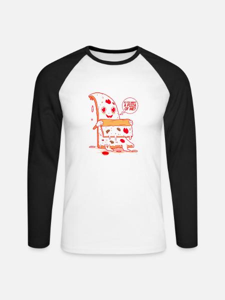 Voulez-vous une pizza de moi? - T-shirt baseball manches longues Homme - blanc/noir