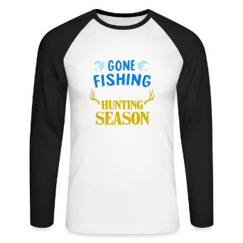 Fishing and hunting gift idea - Unisex Long Sleeve Baseball T-Shirt - white/black - Front - Nik (191cm)