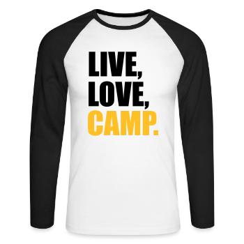 camping - Unisex Baseballshirt langarm - Weiß/Schwarz - Vorne - Nik (191cm)