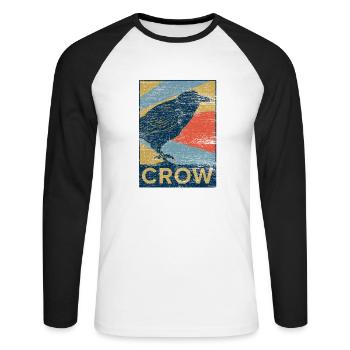 Raven crow bird animal gift pet vintage - Unisex Long Sleeve Baseball T-Shirt - white/black - Front - Nik (191cm)