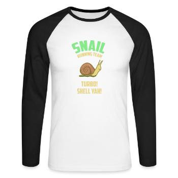 Snail Running Team - Snail - Gift - Unisex Long Sleeve Baseball T-Shirt - white/black - Front - Nik (191cm)