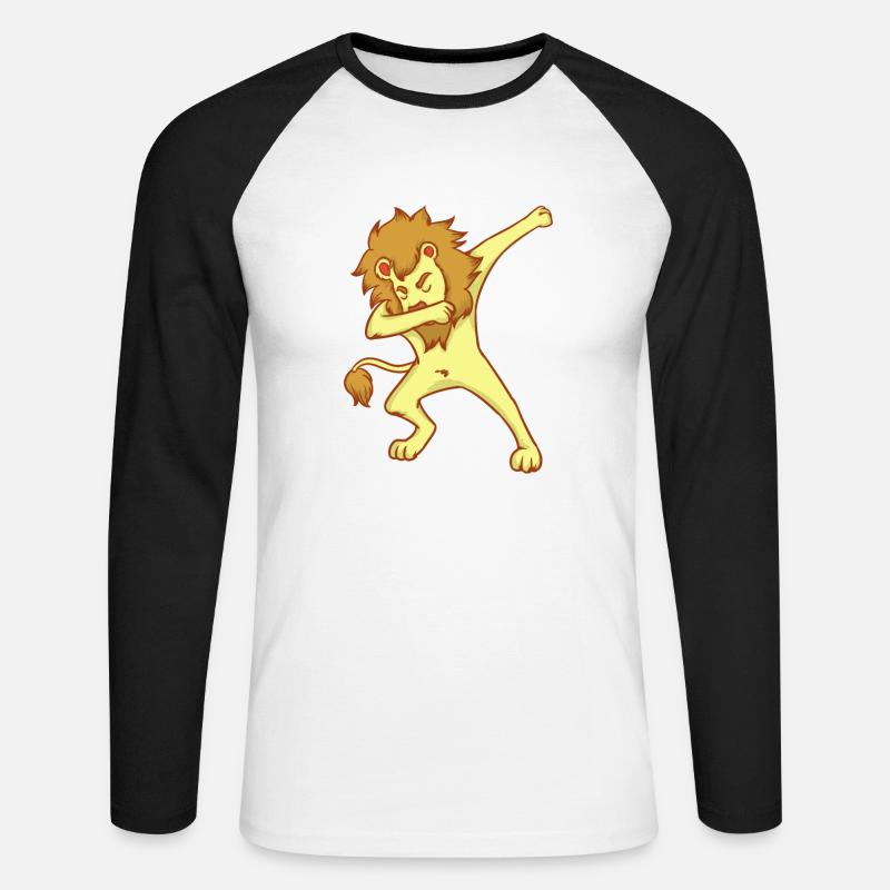 DAB Löwe - tanzen - Geschenk - Unisex Baseballshirt langarm - Weiß/Schwarz