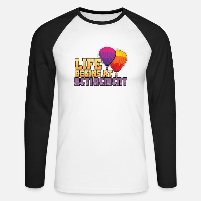Das Leben beginnt im Ruhestand - Unisex Baseballshirt langarm - Weiß/Schwarz