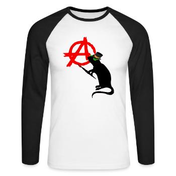 punk rock rat - T-shirt baseball manches longues Homme - blanc/noir - Devant - Nik (191cm)