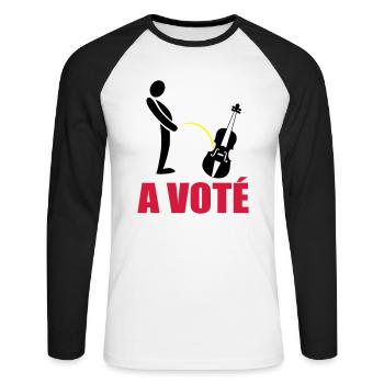 A voté - T-shirt baseball manches longues Homme - blanc/noir - Devant - Nik (191cm)