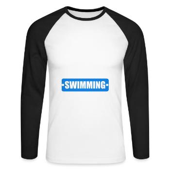 La vie est meilleure quand tu nages! - Cadeau - T-shirt baseball manches longues Homme - blanc/noir - Devant - Nik (191cm)