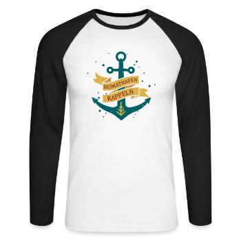 Kappeln Heimathafen Urlaub T-Shirt - Unisex Baseballshirt langarm - Weiß/Schwarz - Vorne - Nik (191cm)