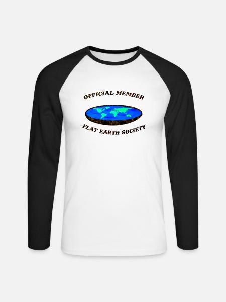 Mitglieder der Flachen erde - Unisex Baseballshirt langarm - Weiß/Schwarz