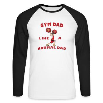 GYM DAD- Fitness Dad Funny Gift Gym Daddy - Unisex Long Sleeve Baseball T-Shirt - white/black - Front - Nik (191cm)