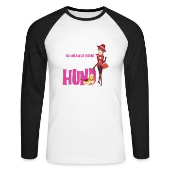 Hund Frauen Männer Hunde Geld Geschenk - Unisex Baseballshirt langarm - Weiß/Schwarz - Vorne - Nik (191cm)