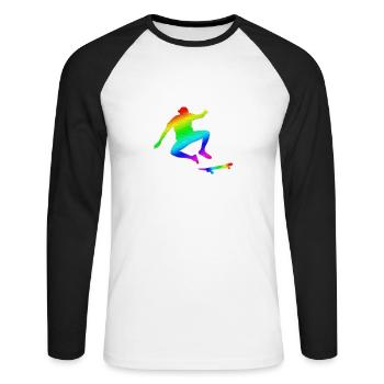 Skateboarding T-shirt Kühler Silhouette-Skate gay - Unisex Baseballshirt langarm - Weiß/Schwarz - Vorne - Nik (191cm)