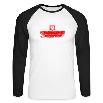 Polish Eagle Polnischer Stolz - Unisex Baseballshirt langarm - Weiß/Schwarz - Vorne - Nik (191cm)