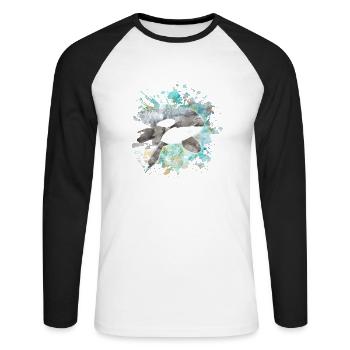 Baleines tueuses - T-shirt baseball manches longues Homme - blanc/noir - Devant - Nik (191cm)