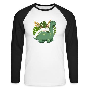 Plant Dino Dinosaur Vegan Vegan Gift - Unisex Long Sleeve Baseball T-Shirt - white/black - Front - Nik (191cm)