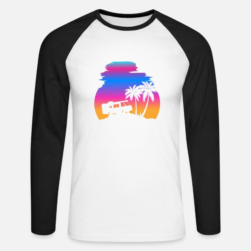 camper sunset - Unisex Baseballshirt langarm - Weiß/Schwarz